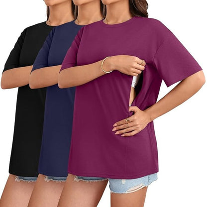 Nursing and Maternity T-Shirt with Hidden Zippers